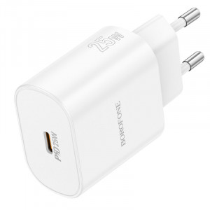 Сетевое зарядное устройство (зарядка) Borofone BA82A Platinum PD25W (1USB-C) White