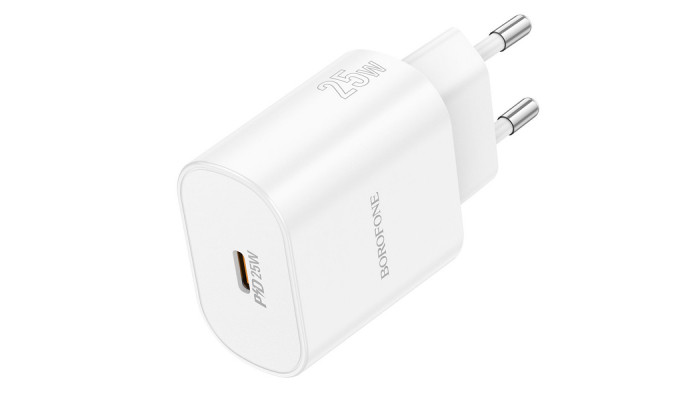 Сетевое зарядное устройство (зарядка) Borofone BA82A Platinum PD25W (1USB-C) White - фото