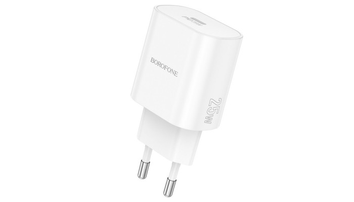 Сетевое зарядное устройство (зарядка) Borofone BA82A Platinum PD25W (1USB-C) White - фото