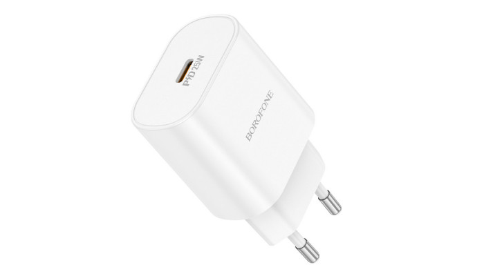 Сетевое зарядное устройство (зарядка) Borofone BA82A Platinum PD25W (1USB-C) White - фото