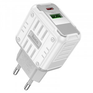 Сетевое зарядное устройство (зарядка) Hoco C135A Rock PD20W+QC3.0 (1USB-A/1USB-C) White