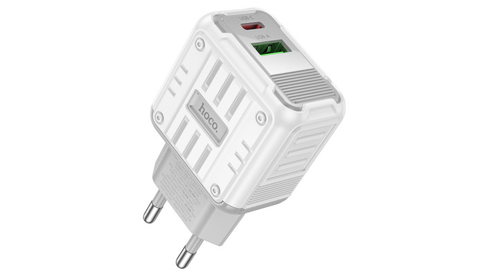 Сетевое зарядное устройство (зарядка) Hoco C135A Rock PD20W+QC3.0 (1USB-A/1USB-C) White - фото