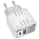 Сетевое зарядное устройство (зарядка) Hoco C135A Rock PD20W+QC3.0 (1USB-A/1USB-C) White - фото