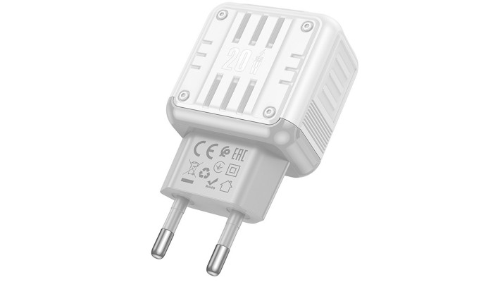 Сетевое зарядное устройство (зарядка) Hoco C135A Rock PD20W+QC3.0 (1USB-A/1USB-C) White - фото