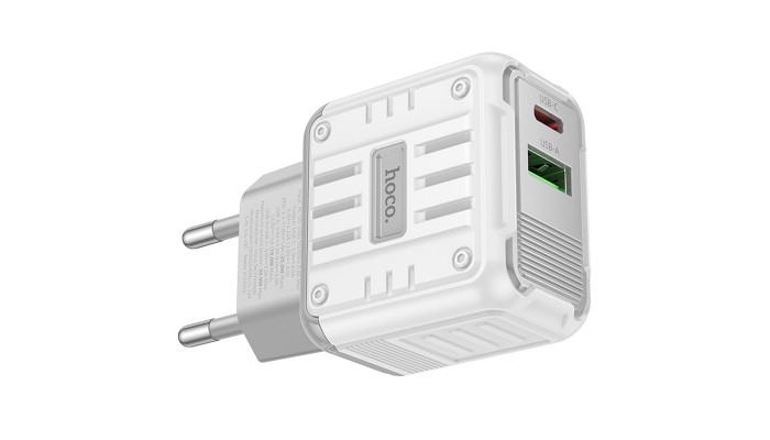 Сетевое зарядное устройство (зарядка) Hoco C135A Rock PD20W+QC3.0 (1USB-A/1USB-C) White - фото