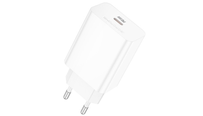 Сетевое зарядное устройство (зарядка) Borofone BA21A Pro Long journey PD20W (1USB-C) White - фото