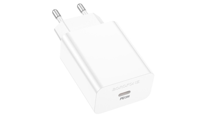 Сетевое зарядное устройство (зарядка) Borofone BA21A Pro Long journey PD20W (1USB-C) White - фото