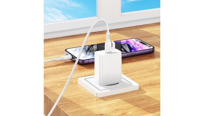 Сетевое зарядное устройство (зарядка) Borofone BA21A Pro Long journey PD20W (1USB-C) White - фото