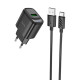 Мережевий зарядний пристрій (зарядка) Hoco C140A Smart QC3.0 (1USB/3A) + Type-C Black - фото