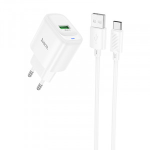 Сетевое зарядное устройство (зарядка) Hoco C140A Smart QC3.0 (1USB/3A) + Type-C White