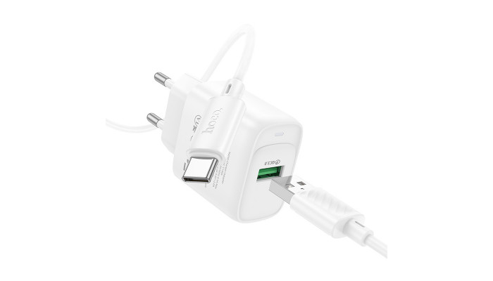 Сетевое зарядное устройство (зарядка) Hoco C140A Smart QC3.0 (1USB/3A) + Type-C White - фото