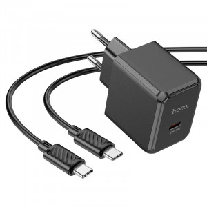 Сетевое зарядное устройство (зарядка) HOCO CS13A Ocean PD20W (1USB-C) + Type-C to Type-C Black