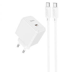 Сетевое зарядное устройство (зарядка) HOCO CS13A Ocean PD20W (1USB-C) + Type-C to Type-C White