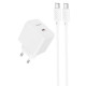 Сетевое зарядное устройство (зарядка) HOCO CS13A Ocean PD20W (1USB-C) + Type-C to Type-C White - фото