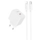 Сетевое зарядное устройство (зарядка) HOCO CS13A Ocean PD20W (1USB-C) + Type-C to Lightning White - фото