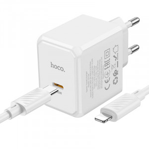 Сетевое зарядное устройство (зарядка) HOCO CS13A Ocean PD20W (1USB-C) + Type-C to Lightning White