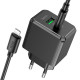 Сетевое зарядное устройство (зарядка) Hoco CS14A PD20W+QC3.0 (1USB-A/1C) + Type-C to Lightning Black - фото