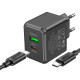 Сетевое зарядное устройство (зарядка) Hoco CS14A PD20W+QC3.0 (1USB-A/1C) + Type-C to Type-C Black - фото