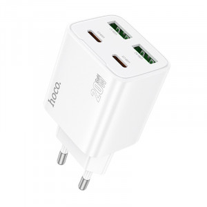 Мережевий зарядний пристрій (зарядка) Hoco N55 Fundador PD20W four-port (2USB-A/2C) White