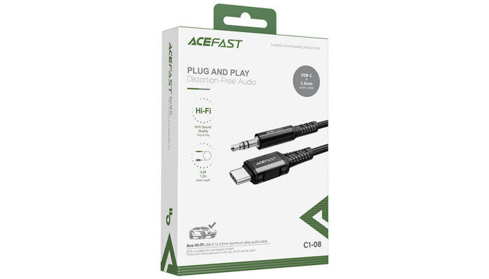 Переходник Acefast C1-08 USB-C to 3.5mm aluminum alloy Black - фото