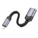 Перехідник Hoco UA24 Lightning male to USB female 2.0 Metal gray - фото