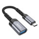 Перехідник Hoco UA24 Type-C male to USB female 3.0 Metal gray - фото