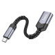 Переходник Hoco UA24 Type-C male to USB female 3.0 Metal gray - фото
