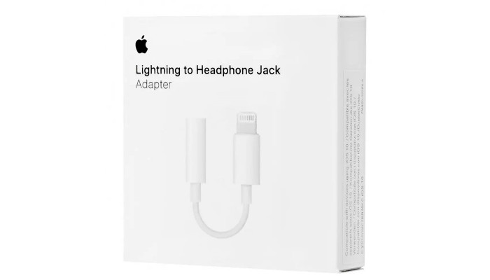 Переходник Lightning to 3.5 mm Jack Audio Adapter for Apple (AAA) (box) White - фото