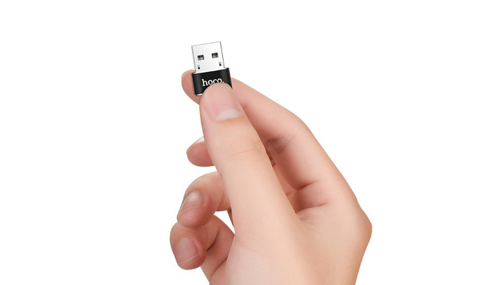Переходник Hoco UA6 OTG USB Female to Type-C Male Черный - фото
