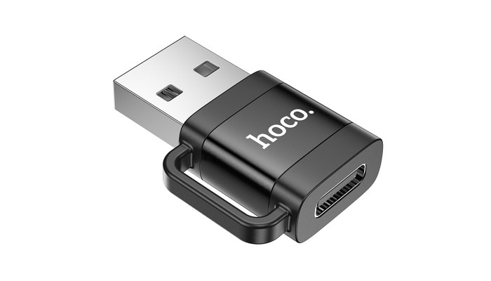 Перехідник Hoco UA31D OTG USB male to Type-C female USB2.0 Black - фото