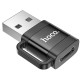 Перехідник Hoco UA31D OTG USB male to Type-C female USB2.0 Black - фото