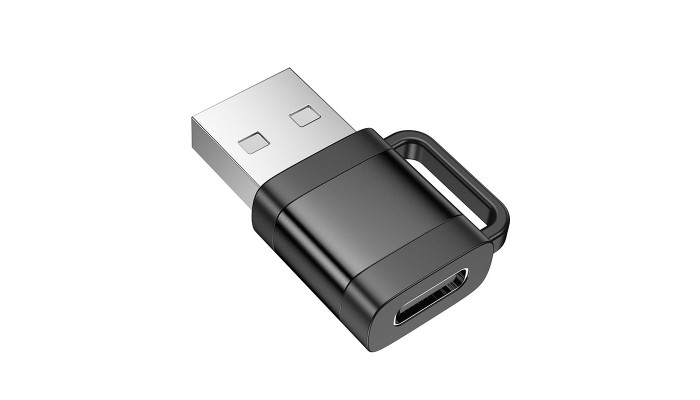 Перехідник Hoco UA31D OTG USB male to Type-C female USB2.0 Black - фото