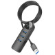 Переходник Borofone DH6 Erudite 4in1 Gigabit Ethernet (USB to USB3.0*3+RJ45) (0.2m) Black - фото