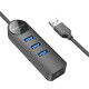 Переходник Borofone DH6 Erudite 4in1 Gigabit Ethernet (USB to USB3.0*3+RJ45) (0.2m) Black - фото