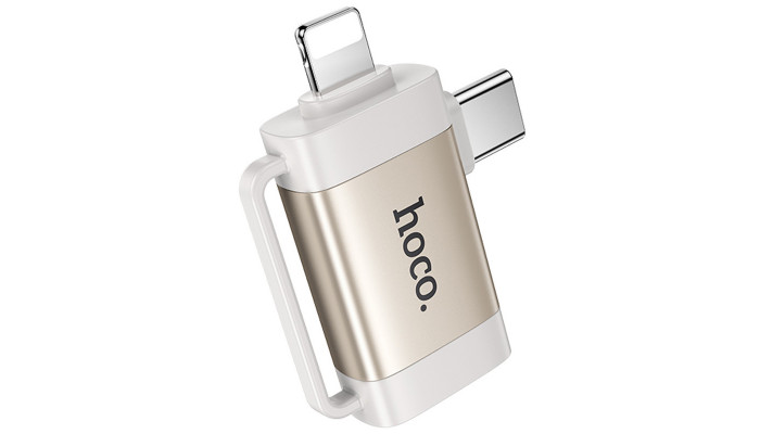 Перехідник Hoco UA31F OTG 2in1 Lightning male/Type-C male to USB female Gray - фото