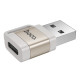 Перехідник Hoco UA31D OTG USB male to Type-C female USB2.0 Gray - фото