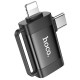 Перехідник Hoco UA31F OTG 2in1 Lightning male/Type-C male to USB female Black - фото