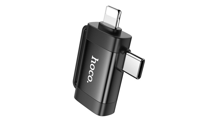 Перехідник Hoco UA31F OTG 2in1 Lightning male/Type-C male to USB female Black - фото