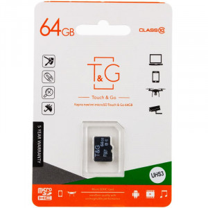 Карта памяти T&G microSDXC (UHS-3) 64 GB class 10 (без адаптера) Черный