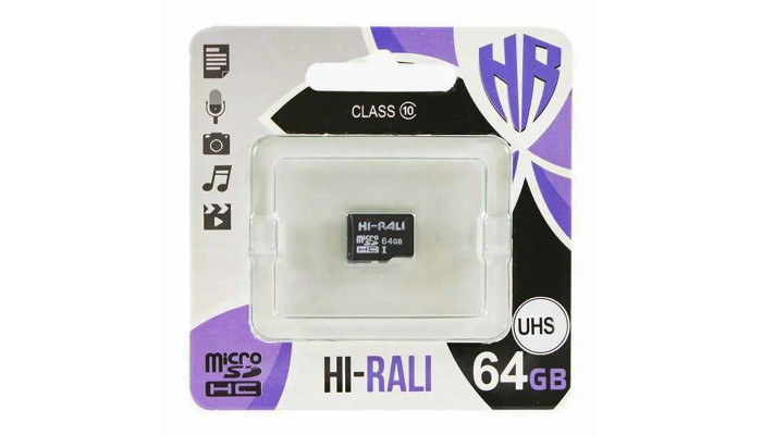 Карта памяти Hi-Rali microSDXC (UHS-1) 64 GB Card Class 10 без адаптера Черный - фото