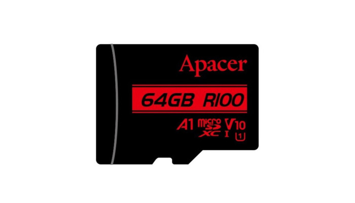 Карта пам'яті Apacer microSDXC (UHS-1) 64Gb class 10 V10 A1 R100MB/s (без адаптера) Black - фото