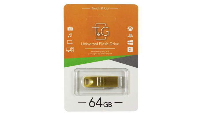 Флеш-драйв USB Flash Drive T&G 117 Metal Series 64GB Золотий - фото