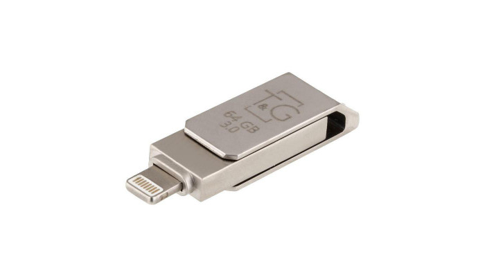 Флеш-драйв T&G 008 Metal series USB 3.0 - Lightning 64GB Срібний - фото
