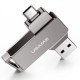 Флеш накопитель USAMS US-ZB199 Type-C+ USB3.0 Rotatable High Speed Flash Drive 32 Gb Iron-grey - фото