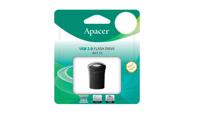 Флеш накопичувач Apacer USB 2.0 AH116 64GB Black - фото