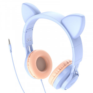 Накладные наушники Hoco W36 Cat ear (3.5mm/1.2m) Dream Blue