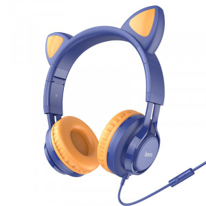 Накладные наушники Hoco W36 Cat ear (3.5mm/1.2m) Midnight Blue