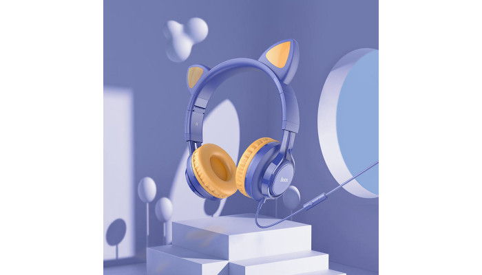 Накладные наушники Hoco W36 Cat ear Midnight Blue - фото