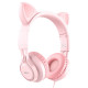 Накладні навушники Hoco W36 Cat ear (3.5mm/1.2m) Pink - фото