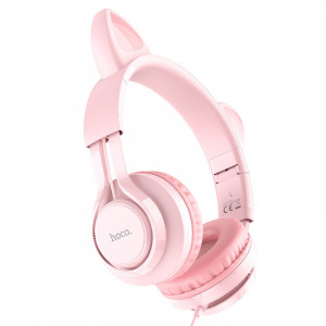 Накладные наушники Hoco W36 Cat ear (3.5mm/1.2m) Pink